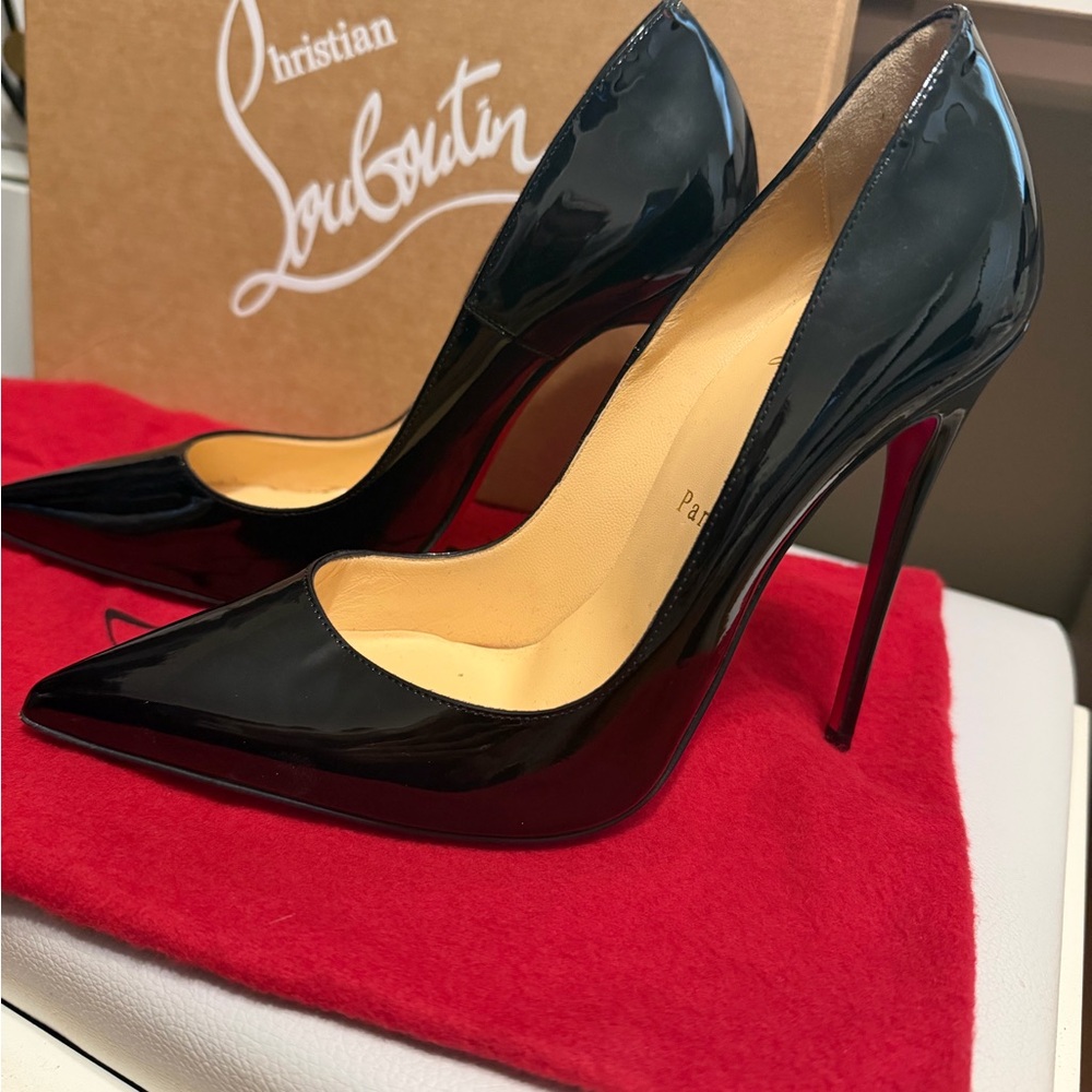 Christian Louboutin Patent Black Heels with Red Sole